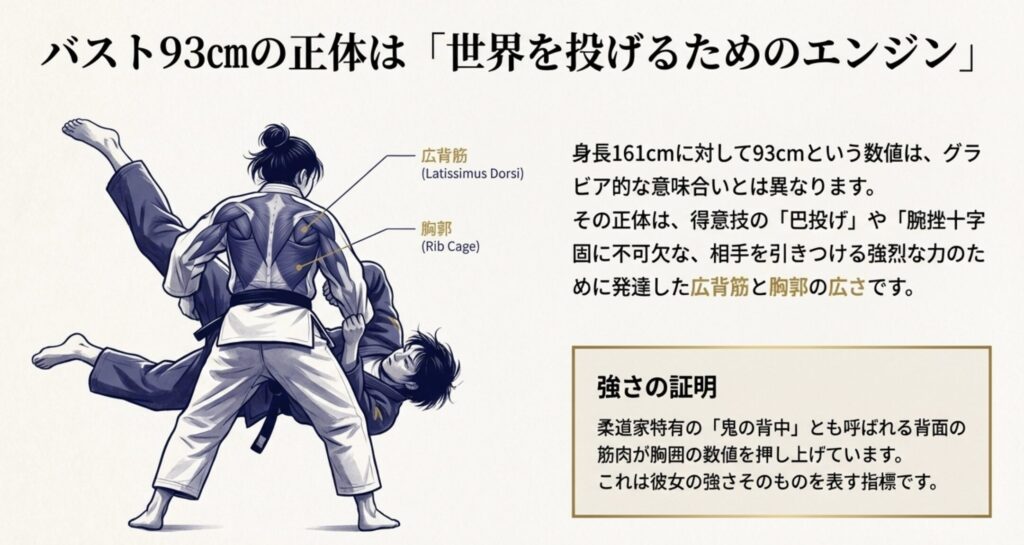 バスト93cmの正体は広背筋の発達