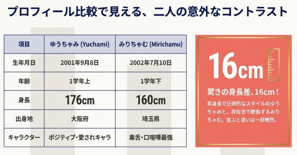 二人の年齢と身長のスペック比較