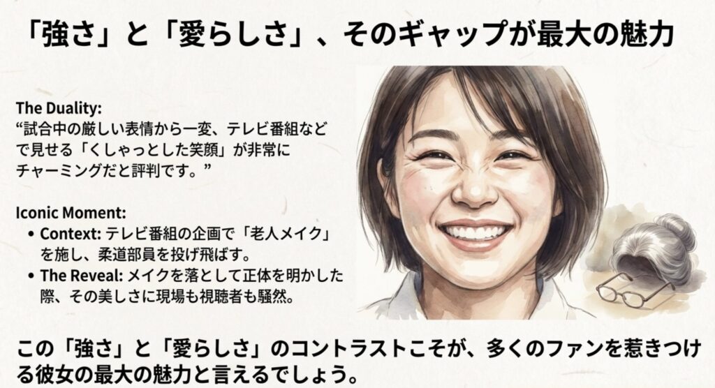 試合と違うかわいい笑顔のギャップ萌え