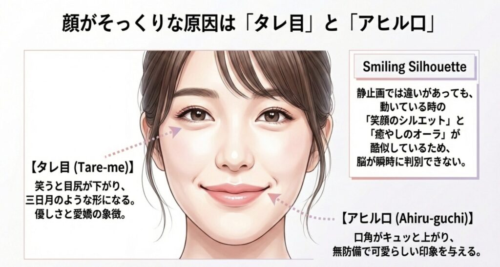 顔がそっくりなのはタレ目が原因