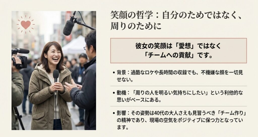 スタッフの評判や挨拶と裏表がない素顔