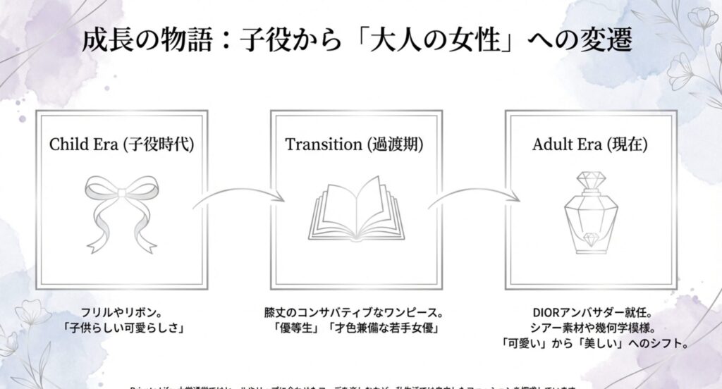 子役時代のあどけなさから清楚な女性への変遷