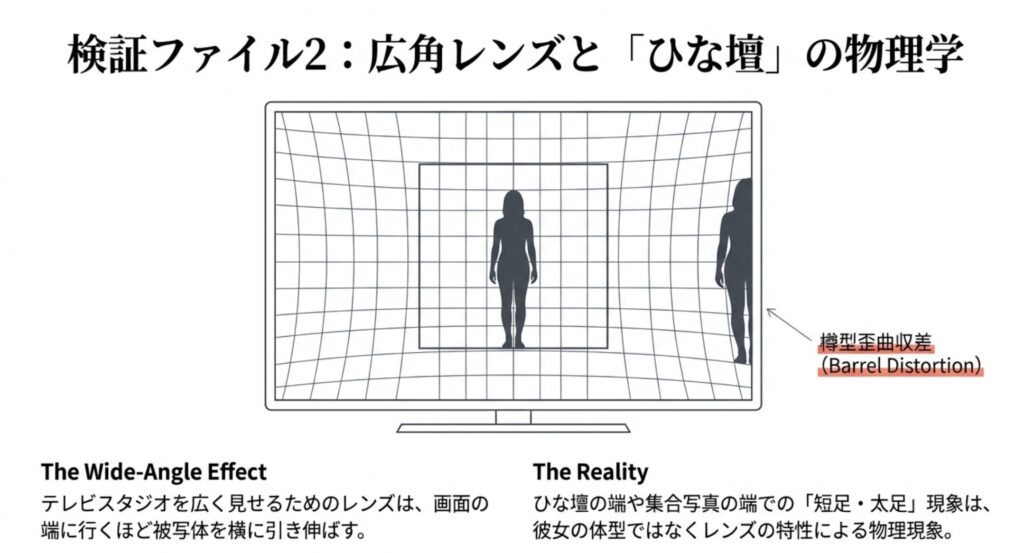短足に見える原因はテレビカメラの歪み