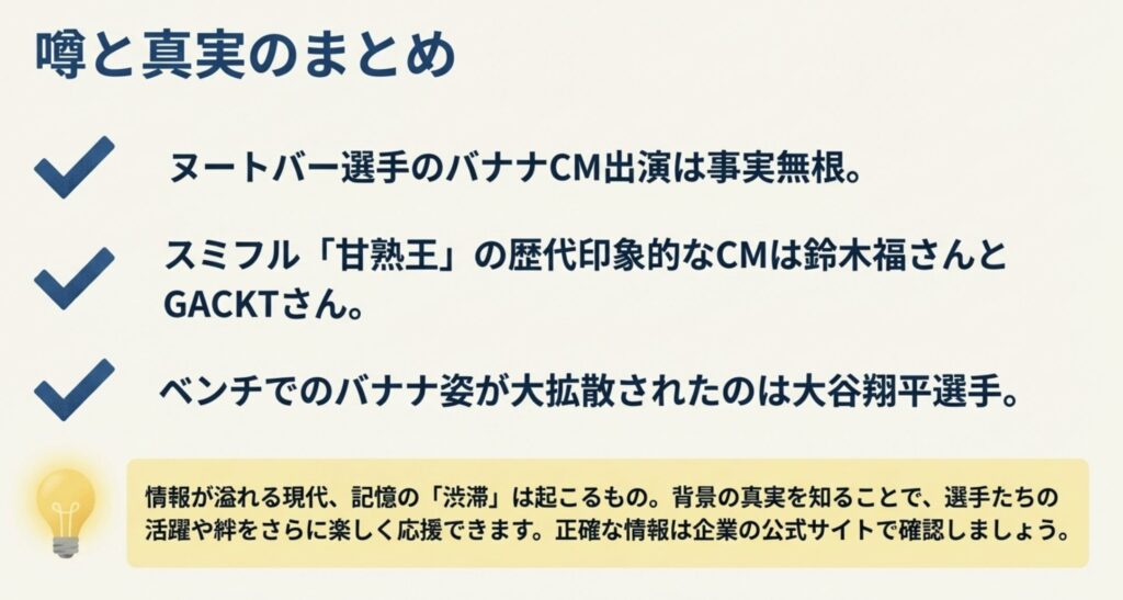 ヌートバーのバナナに関する噂と真実のまとめ