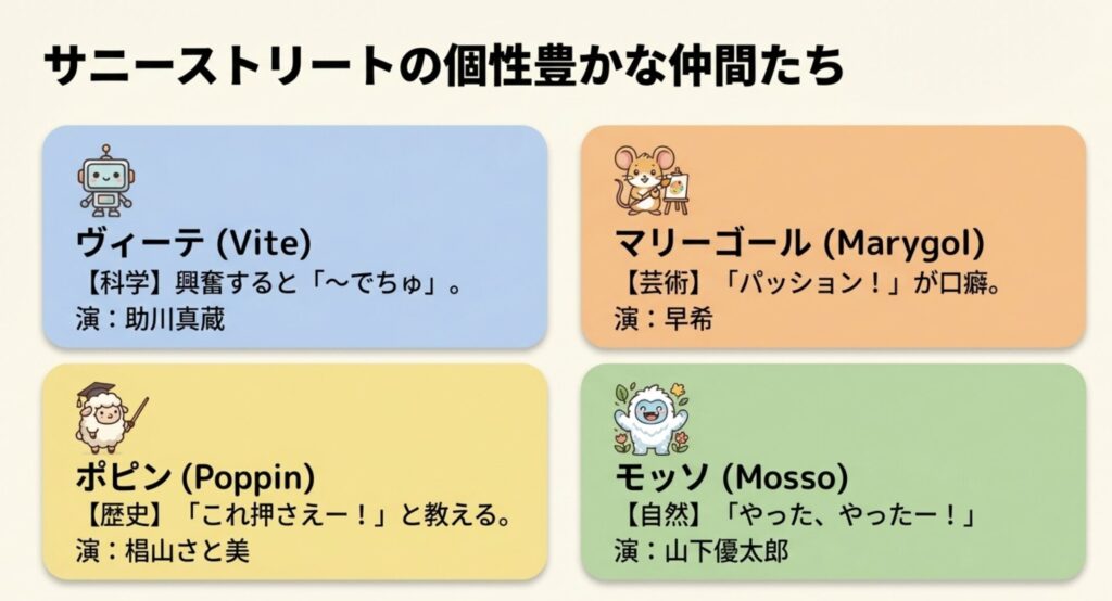 ヴィーテやマリーゴールらパペットキャストの一覧