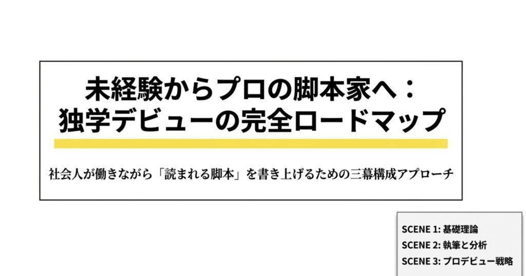 脚本家になるには独学で可能？未経験からプロへの最短ロードマップ