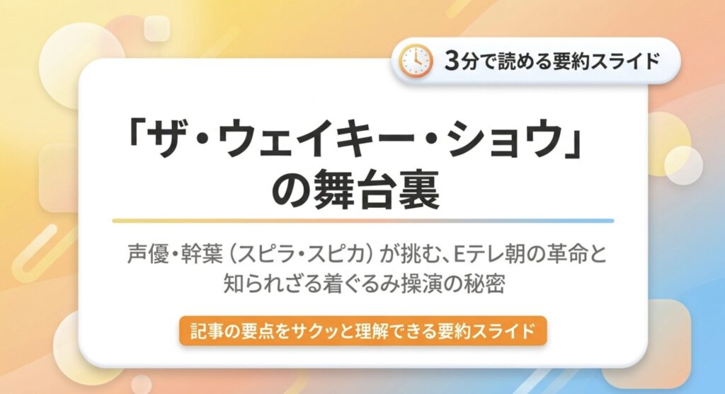 ウェイキーの声優は幹葉！Eテレとボートレースの縁を徹底解説