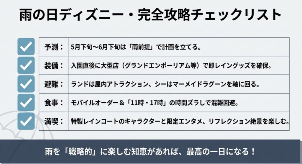 ディズニーの梅雨がいつからか調べて最高の1日に