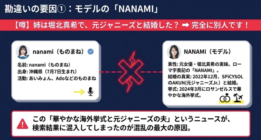 nanamiのものまねと姉の堀北真希の違い