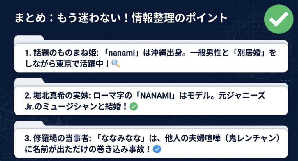 nanamiのものまねや結婚のまとめ