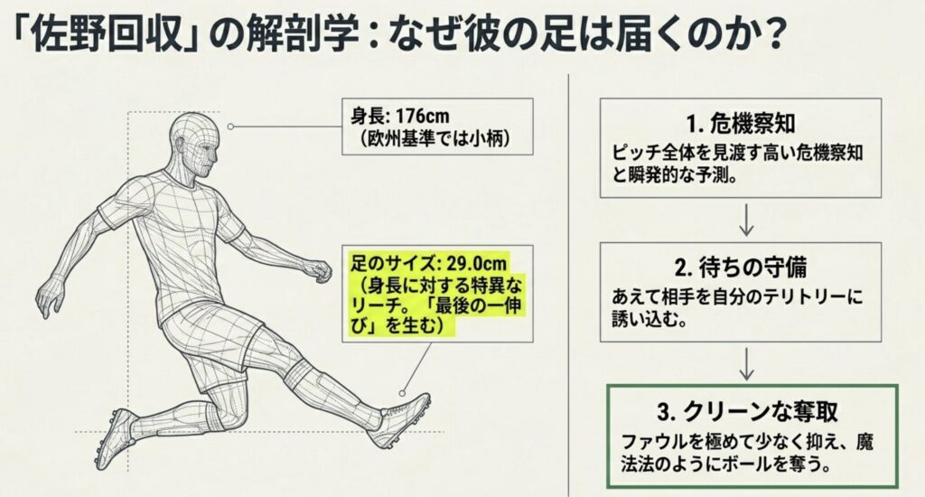 圧倒的なボール奪取能力を象徴する佐野回収の凄み