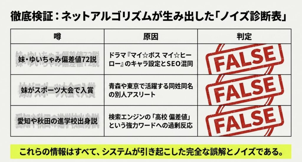 妹のゆいちゃみに浮上した偏差値７２説の誤解