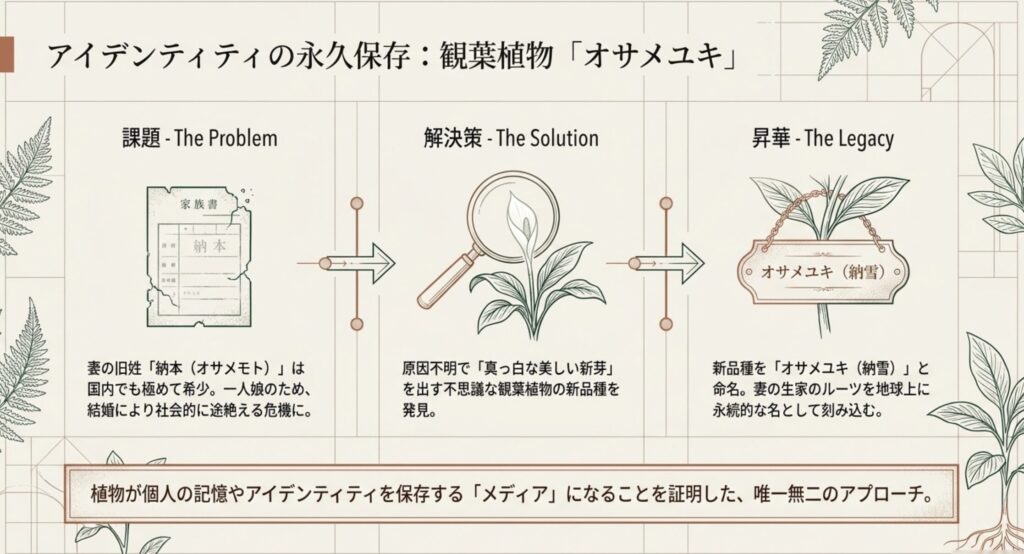 妻への愛が生んだ観葉植物オサメユキの命名