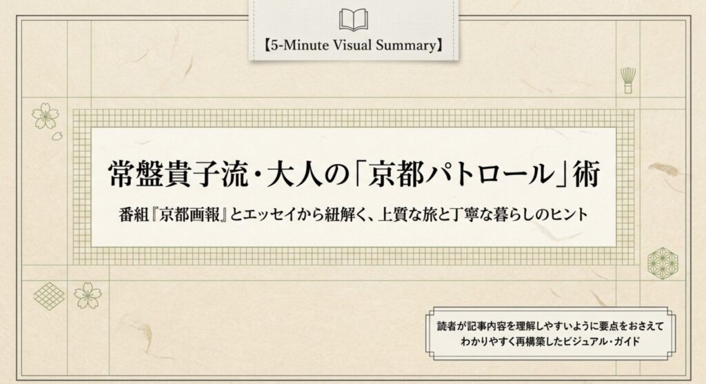 常盤貴子の京都パトロール！京都画報のロケ地やひとり旅の聖地巡礼