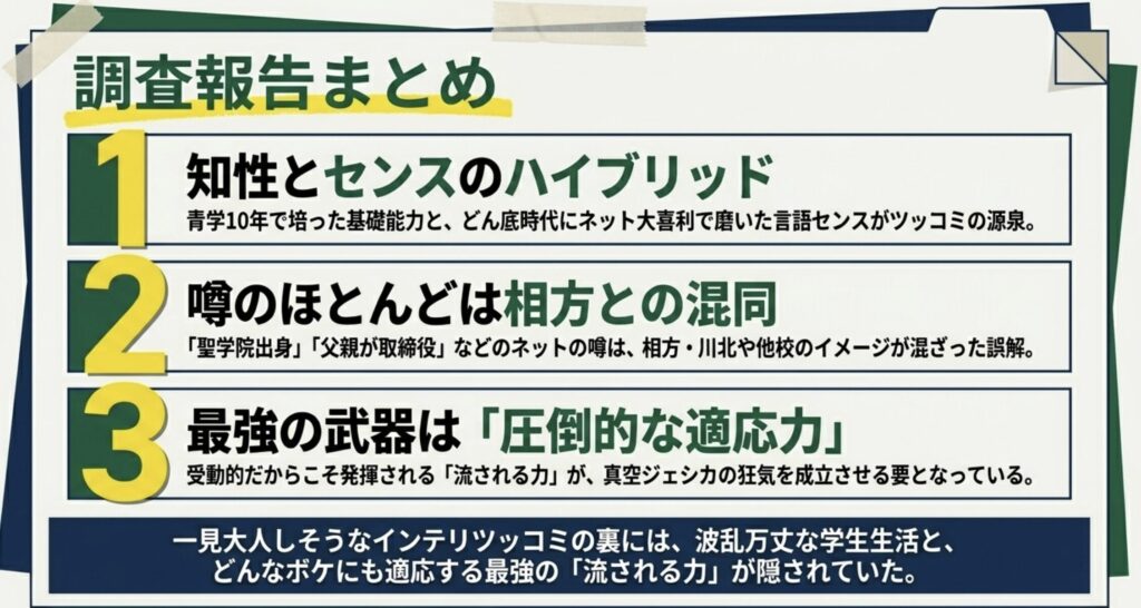 真空ジェシカのガクの学歴と選択の結論