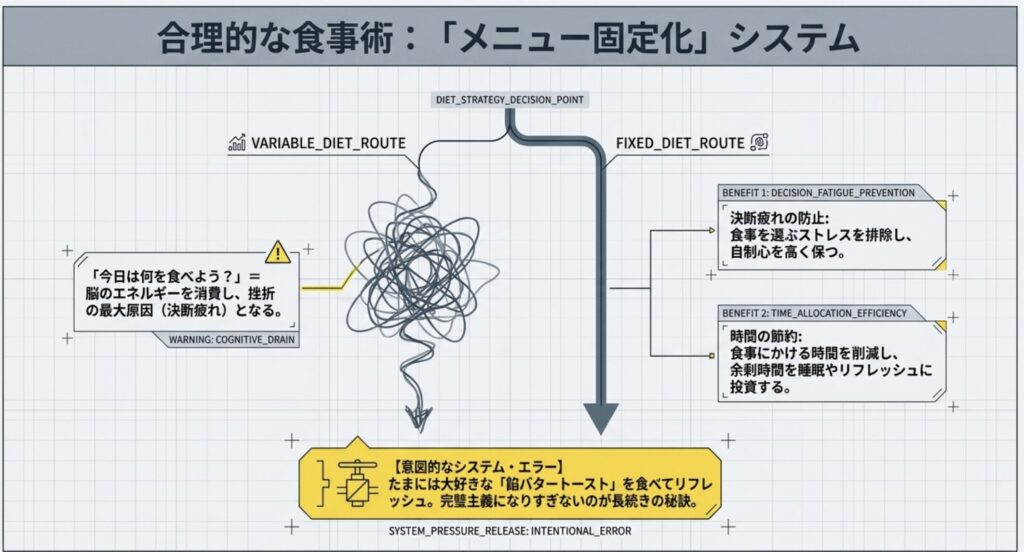 メニュー固定化による合理的な食事術