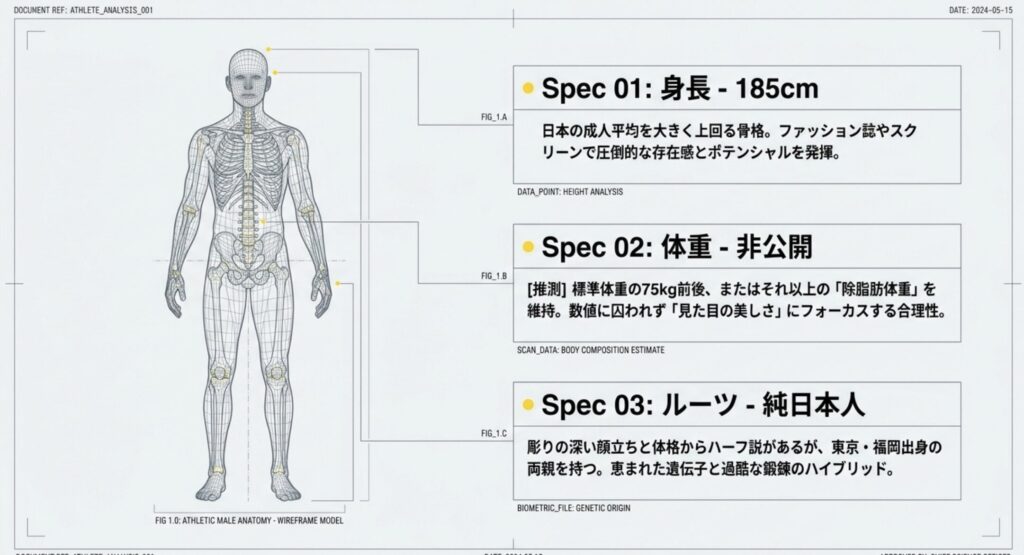 身長185cmがもたらす圧倒的存在感
